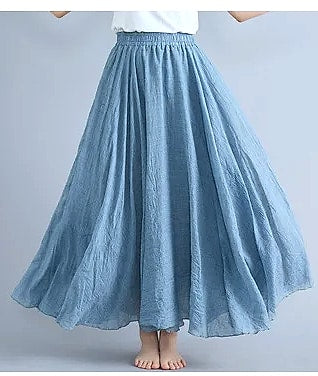 28-Color Mori Girl Cotton Linen A-line Long Skirt