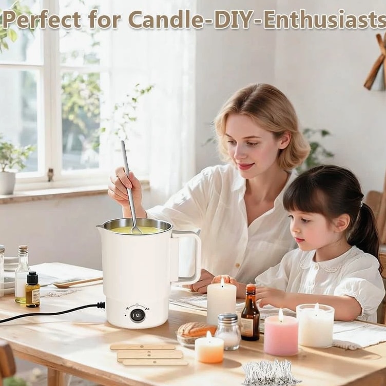 Electric Wax Melting Pot Kit with Thermometer, 800ML Wax Melter for Candle Ma...