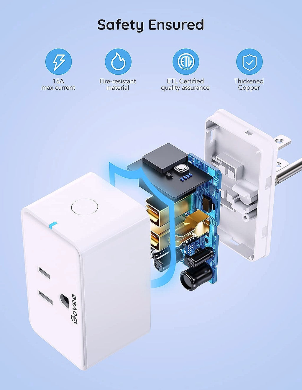 Govee Smart Plug, WiFi Bluetooth Outlets 2 Pack Work with Alexa and Google Assistant Bundle with Govee Dual Smart Plug 2 Pack, 15A WiFi Bluetooth Outlet, Work with Alexa and Google Assistant, 2-in-1