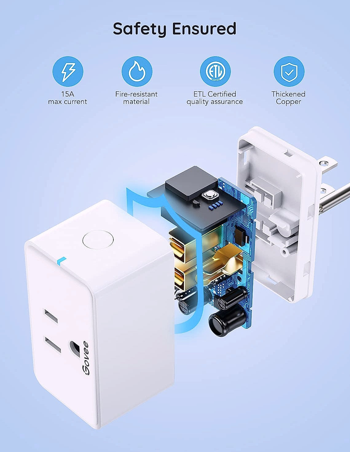 Govee Smart Plug, WiFi Bluetooth Outlets 2 Pack Work with Alexa and Google Assistant Bundle with Govee Dual Smart Plug 2 Pack, 15A WiFi Bluetooth Outlet, Work with Alexa and Google Assistant, 2-in-1