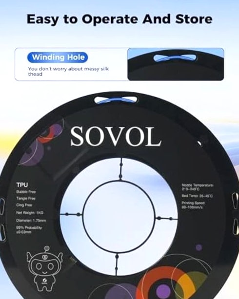 TPU Filament 1.75mm, 95A Soft TPU Flexible 3D Printer Filament, 1 KG Clear Blue
