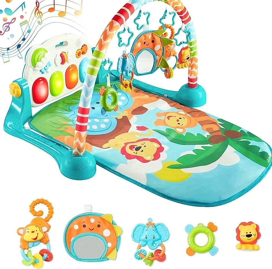 Joyfy Baby Play Mat with Piano, Tummy Time Gym for 0-12 Months