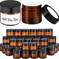 2 oz Glass Jars with Lids, 48 Pcs Small Amber Glass Candle Jars, Black Lids