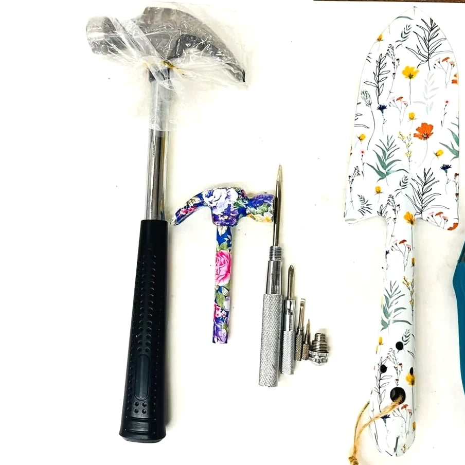 11Pc Gardening Tools Kit For Home Drywall Jab Saw, Safety Floral Hammer and More