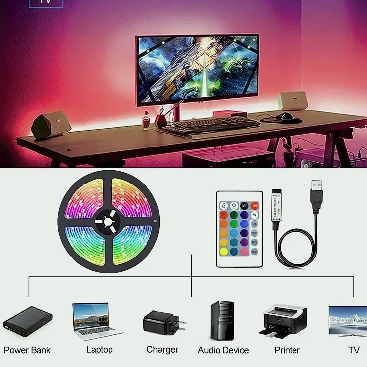 Adiodo USB LED Strip Lights 5050 RGB App Control
