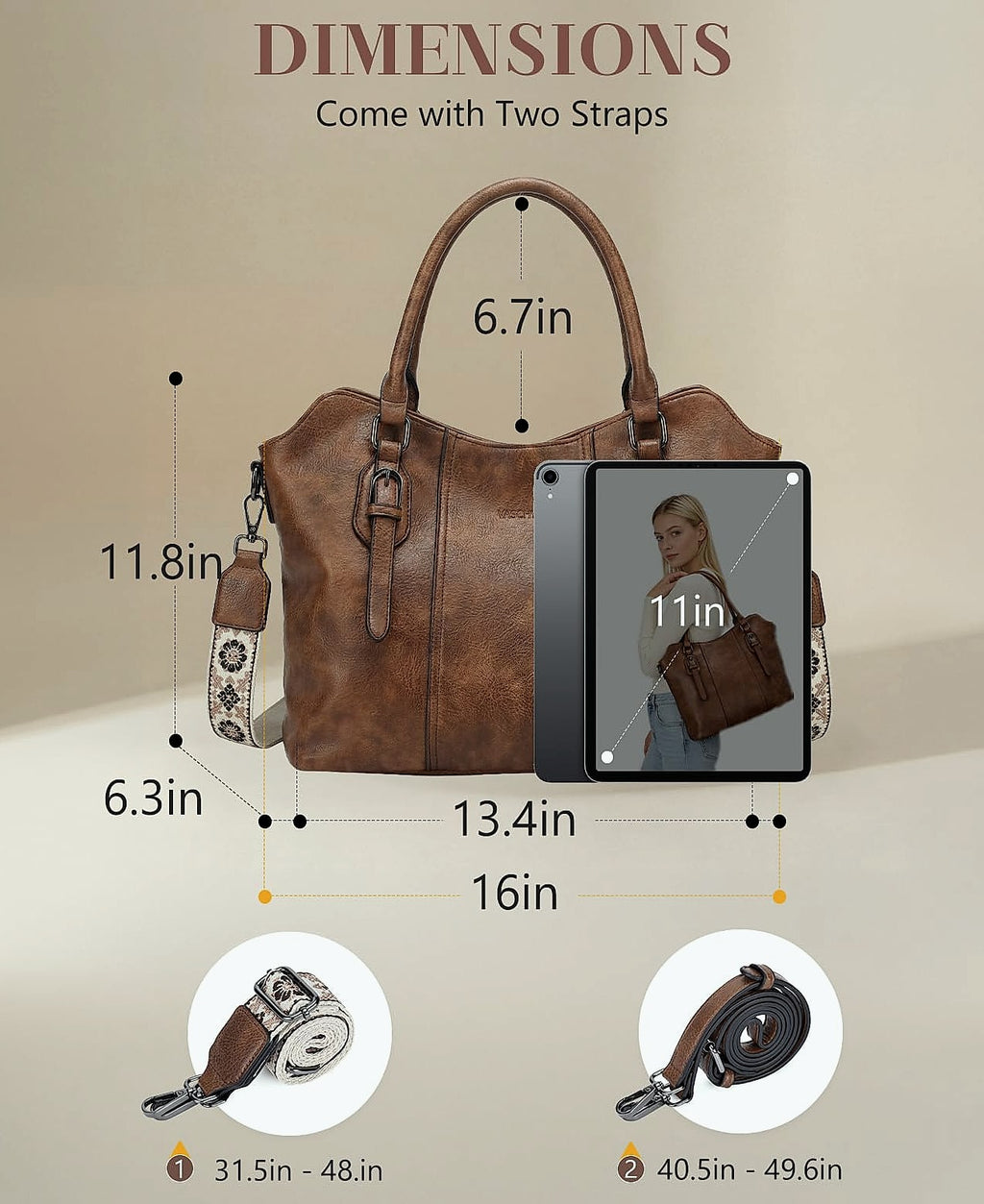 VASCHY Hobo Bag Women Vegan Leather Satchel Crossbody