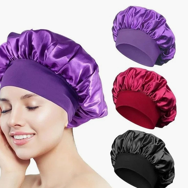 Silk Satin Sleep Bonnet Hair Cap Bonnet Elastic Soft Wide Band for Women