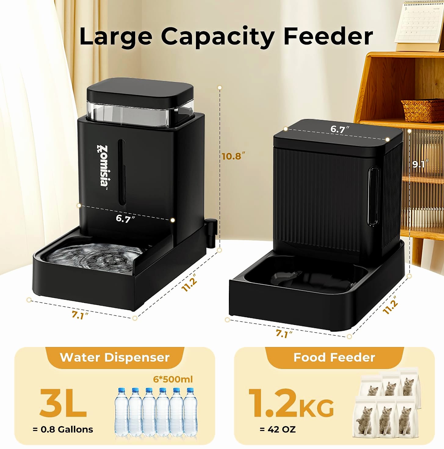 ZOMISIA Automatic Cat Feeder and Water Dispenser Set, 2 in 1