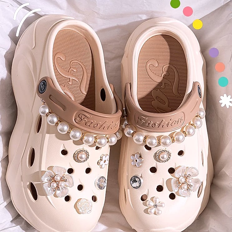 Pearl Chain Chunky Platform Sandals for Women