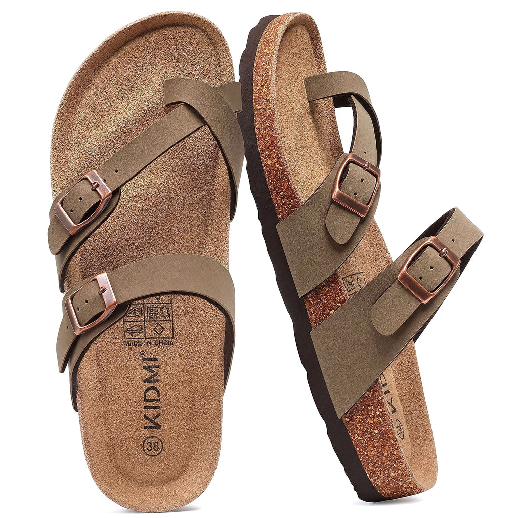KIDMI Women's Cork Footbed Sandals with Adjustable Buckle
