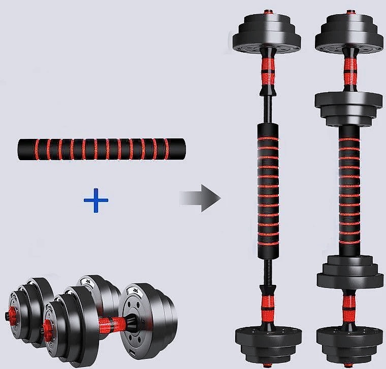 Adjustable Dumbbell to Barbell Set 5-44lbs Home Gym