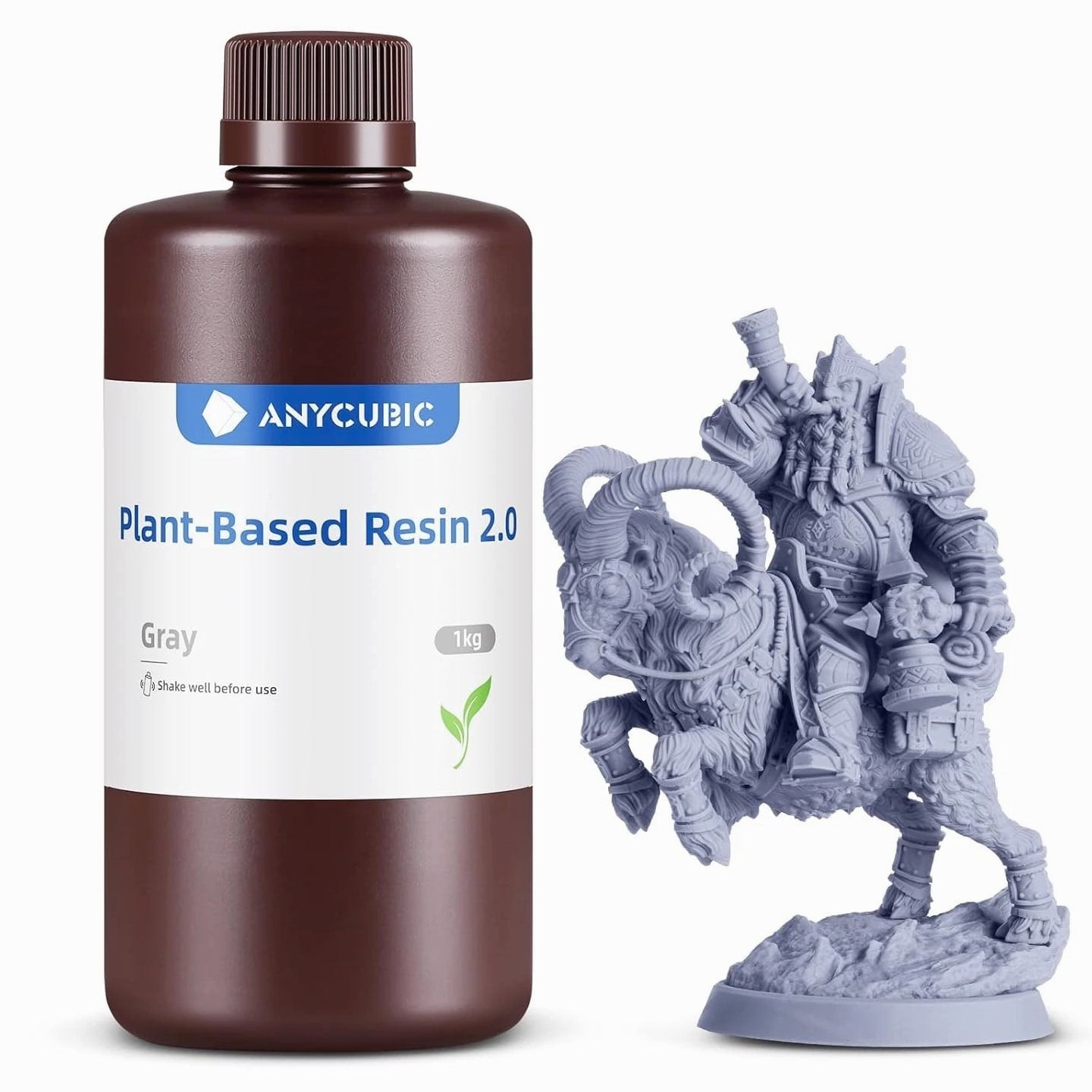 Low Odor 3D Printer Resin, 405nm UV Plant-Based Grey, 1000g for Precision