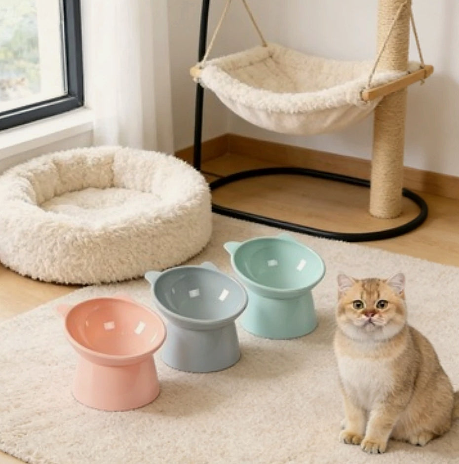 Novelty Moon Cat Ear Raised Pet Bowl Elevated Feeder
