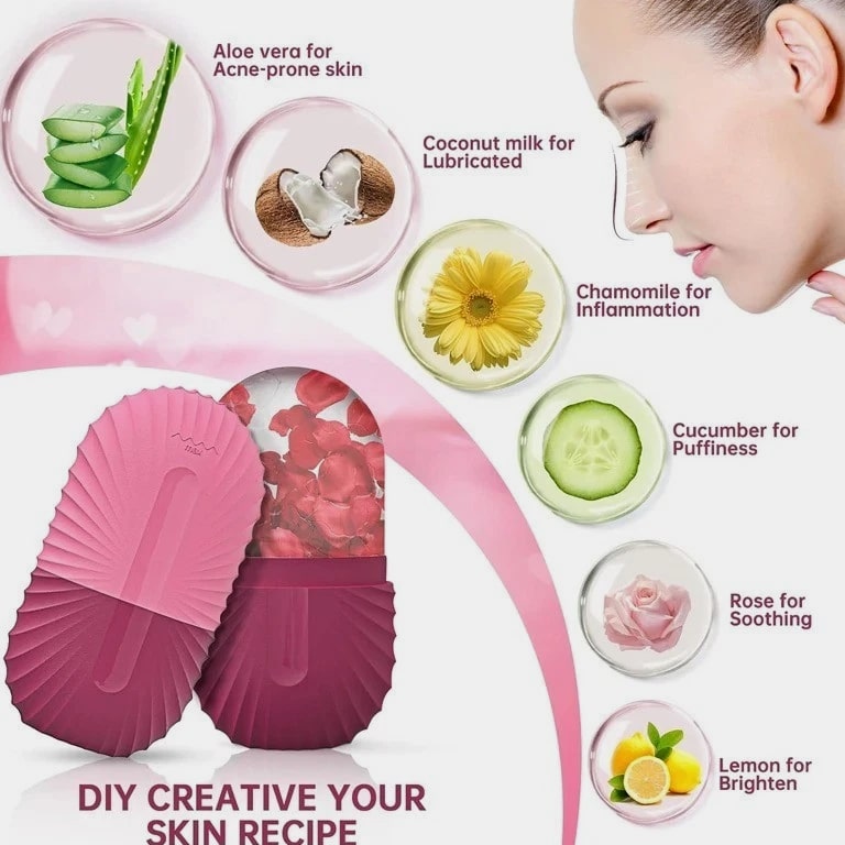 Ice Face Roller Silicone Ice Mold Facial Massager for Puffiness & Pore Care