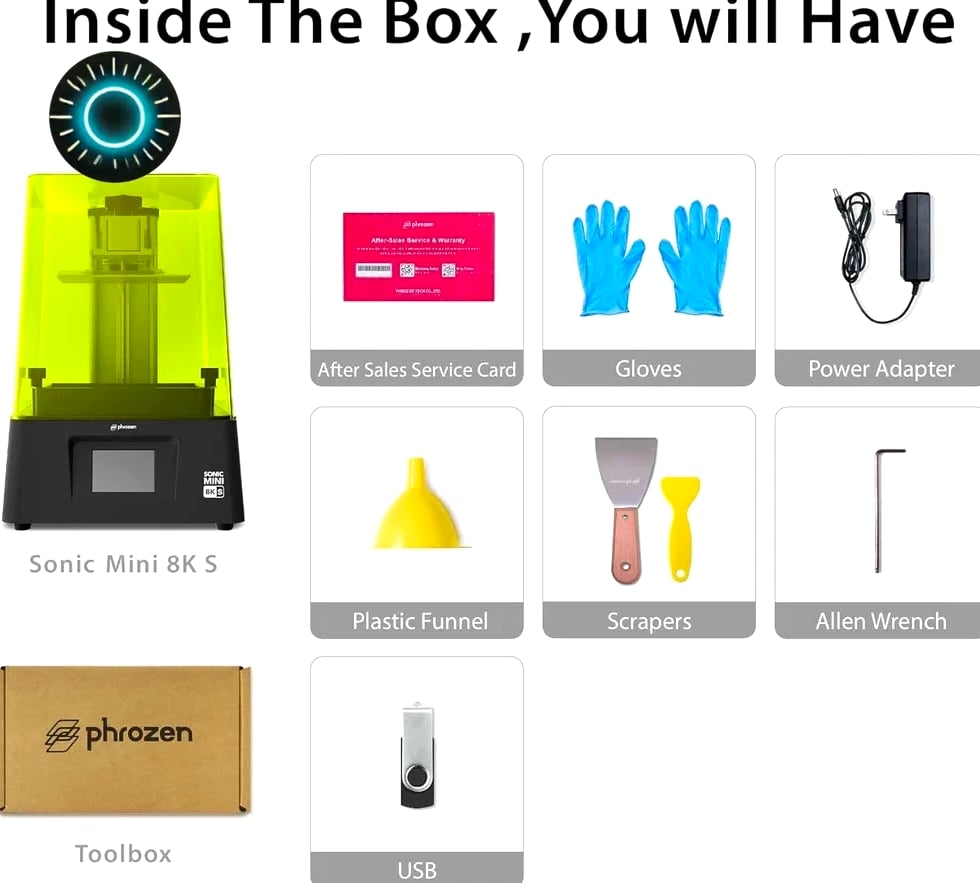 Phrozen Sonic Mini 8K S LCD Resin 3D Printer 7.1" Monochrome LCD Tabletop