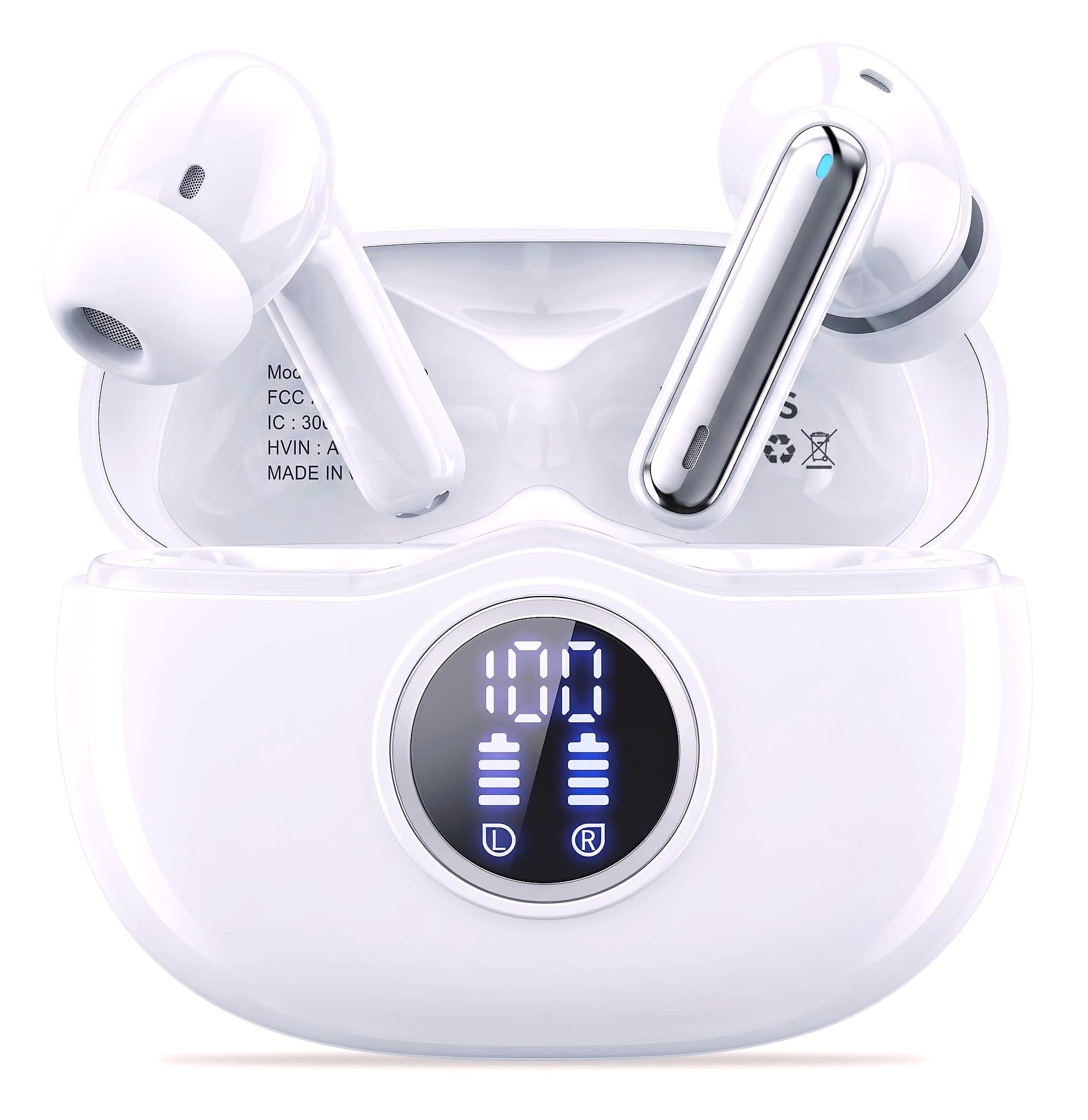 Fhumsh A10 Bluetooth 5.3 Earbuds with 50H Battery and LED Display