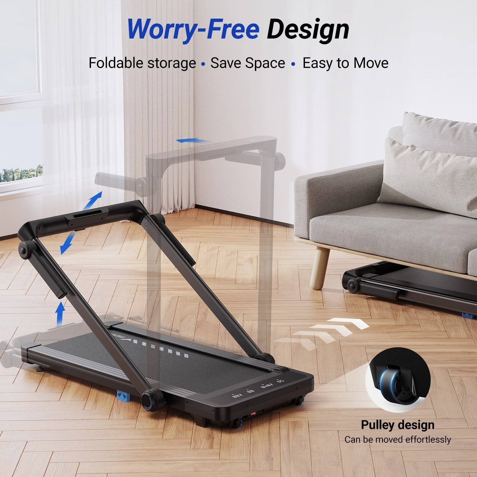 MERACH Folding Electric Home Treadmill 1-12 km/h with Remote Control & LED Display
