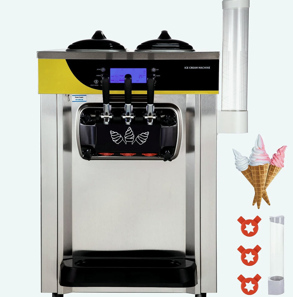 SucceBuy 22-30 L/H Soft Ice Cream Machine Commercial Desktop