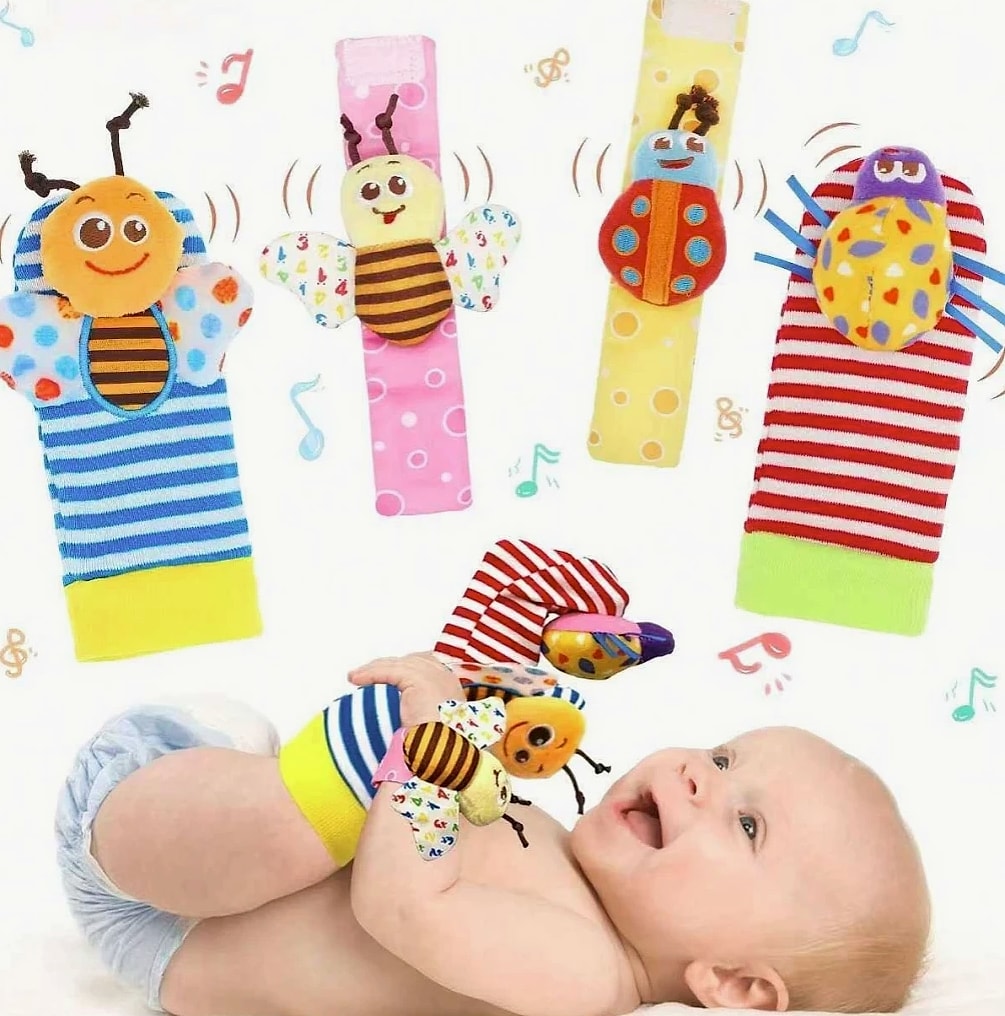 4-Piece Baby Rattle Sock Toys for Infants and Toddlers