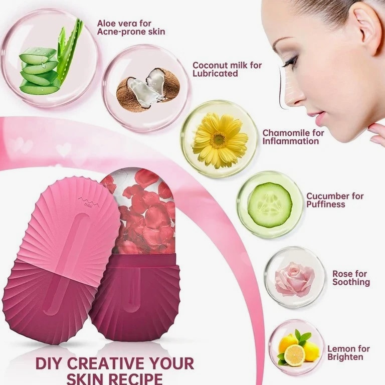 Reusable Silicone Ice Roller for Face & Eyes – Puffiness Reducer, Facial Massage