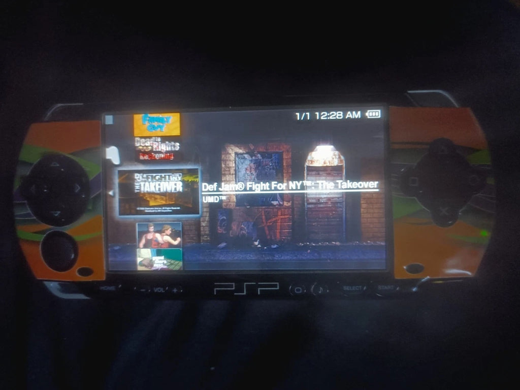 Sony PSP 2001 Handheld Console Orange Green Black *MOD* READ DESCRIPTION!