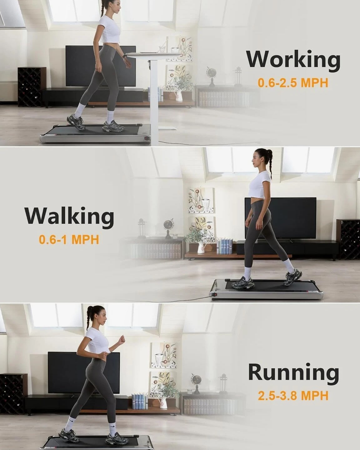 2.25HP Walking Pad Treadmill with Remote, Incline Walking Pad, Home Use