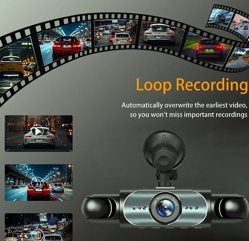 4 Channel 360° Dash Cam 1080P with Night Vision and Parking Monitor