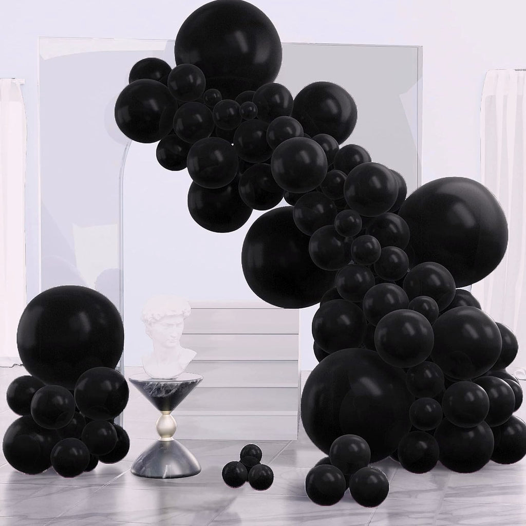 PartyWoo Black Balloons 140 pcs Arch Kit, 5-18 Inch