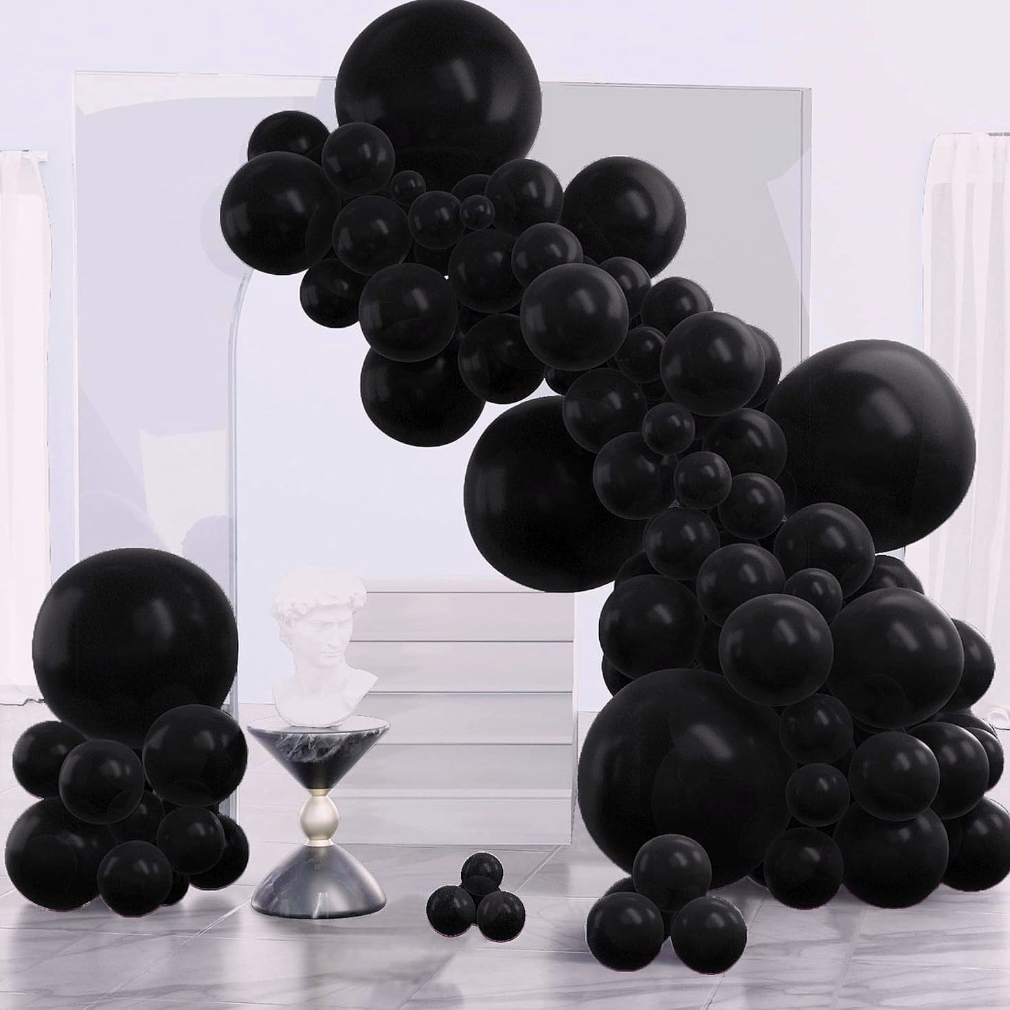 PartyWoo Black Balloons 140 pcs Arch Kit, 5-18 Inch