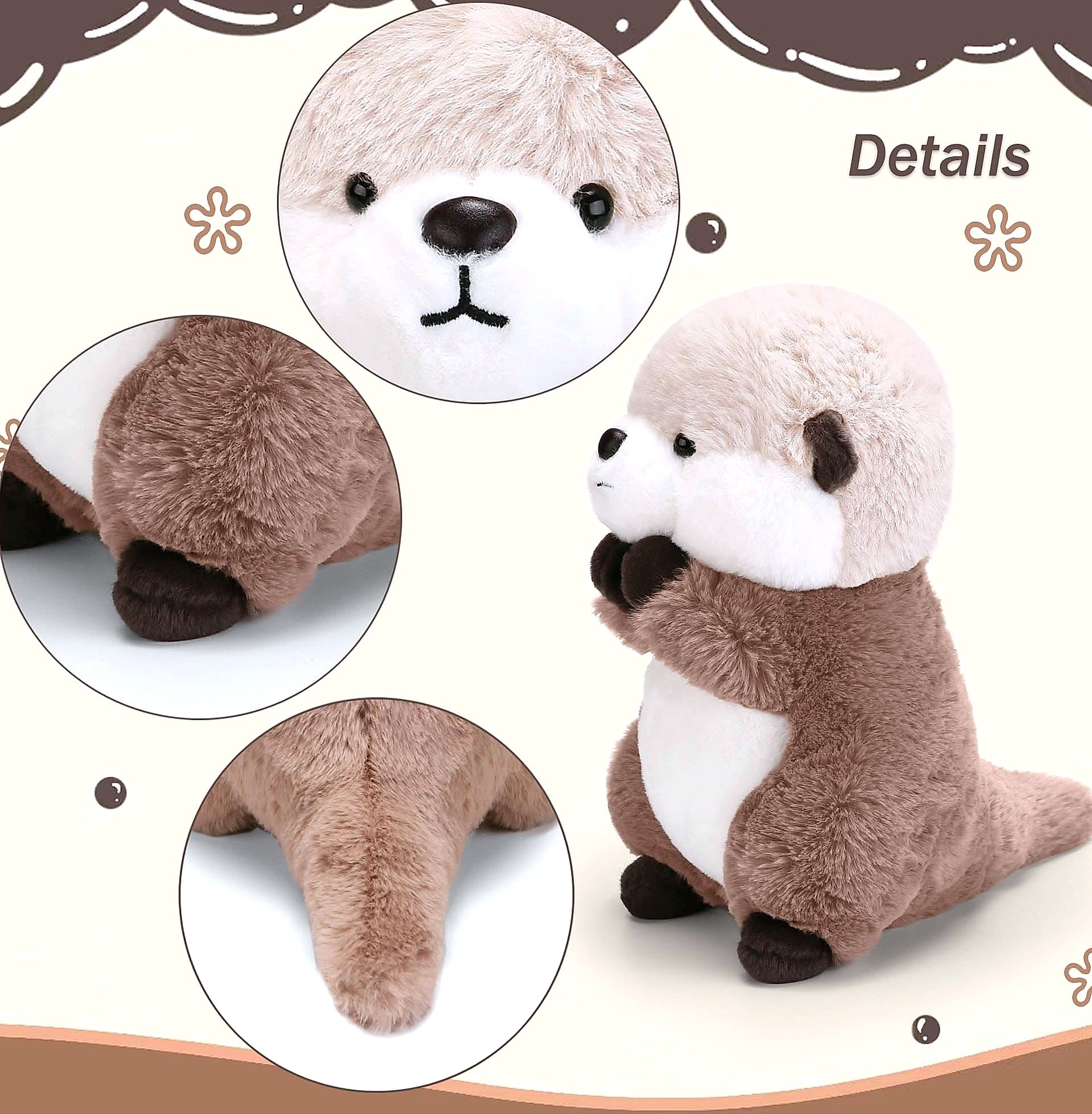 Riuhot Otter Plush Stuffed Animal Toy, 9.8 Inch Soft Cuddle Companion