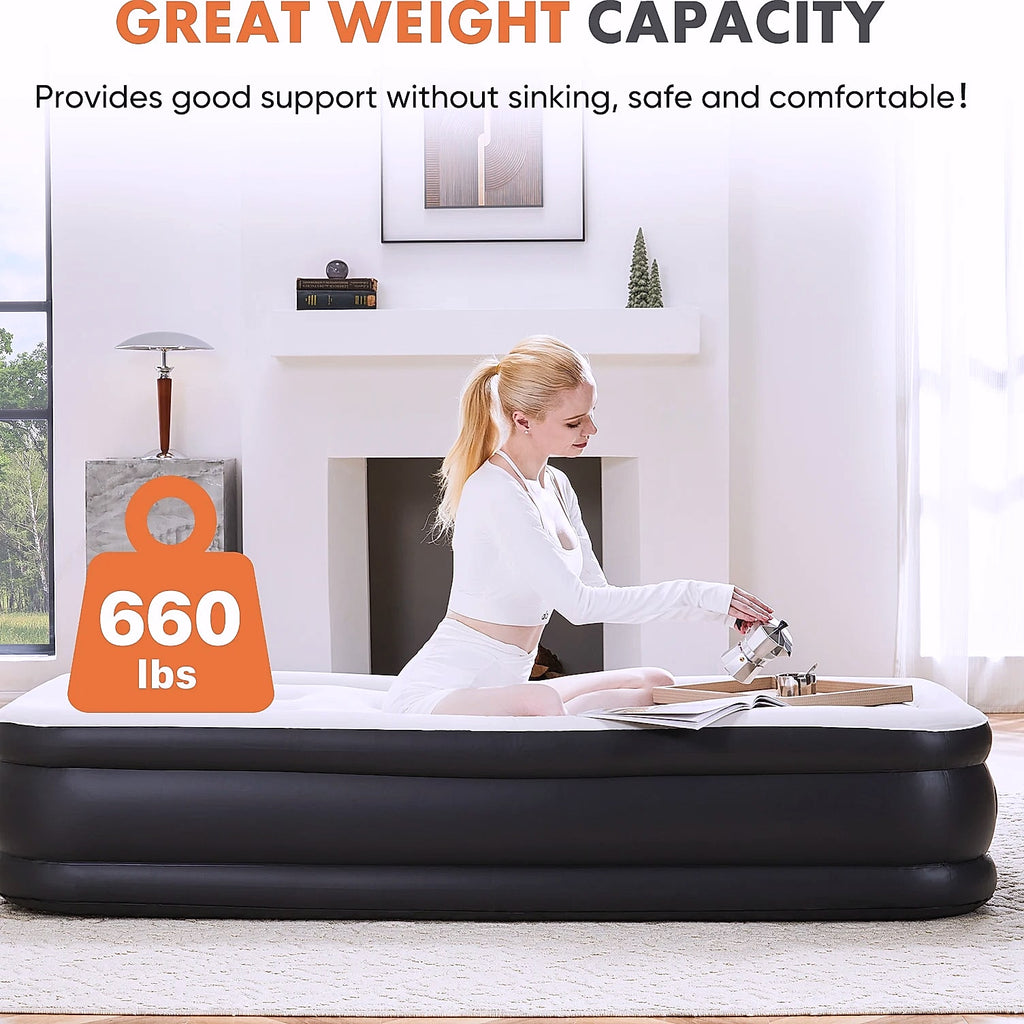 JHK Queen Twin Size Air Mattress Double Height 660 lbs
