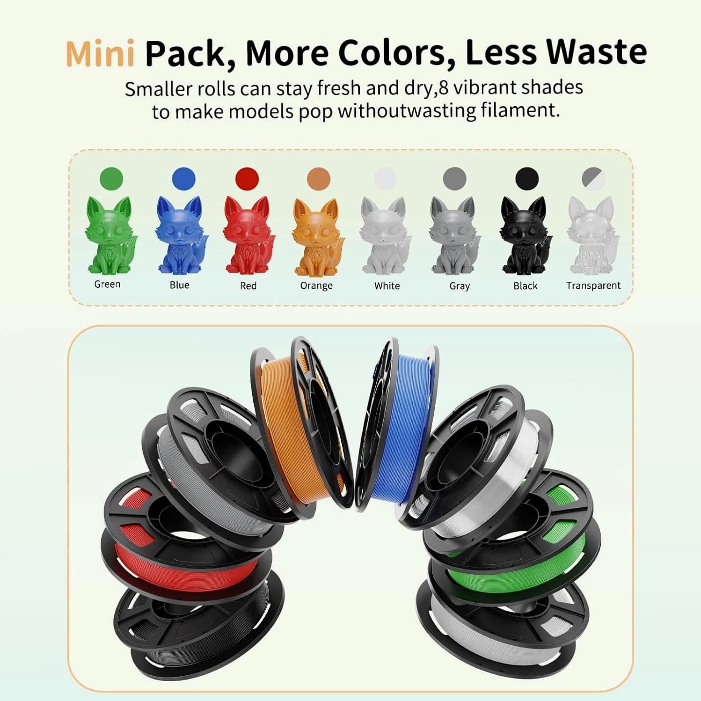 Tangle-Free 2kg CREALITY PETG 8 Color Filament Pack - High-Quality Prints