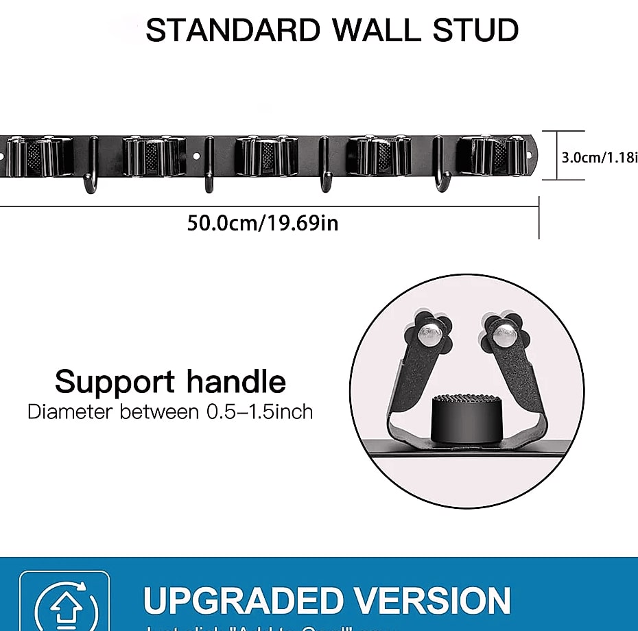 Stainless Steel Wall Mounted Mop and Broom Holder Organizer