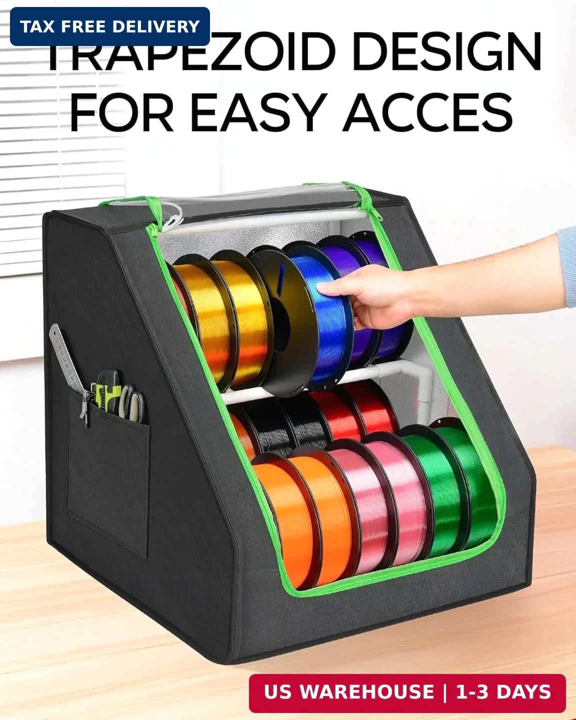 3D Printer Filament Storage Box – Holds up to 21 Spools, 2-Tier Filament Rack an