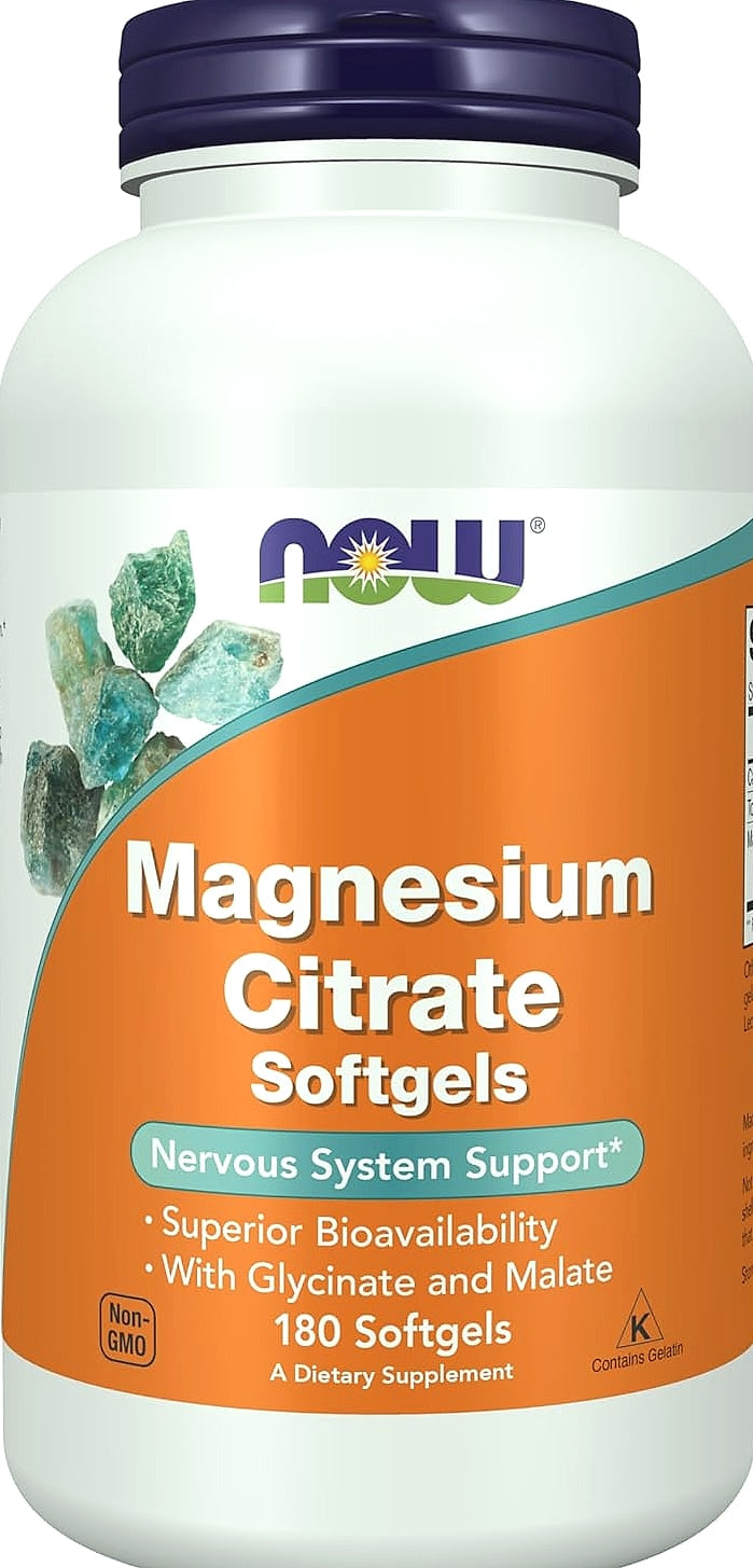 NOW Foods Magnesium Citrate with Glycinate and Malate, 180 Softgels