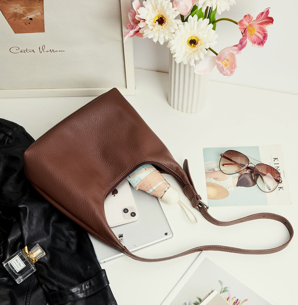 KALIDI Crescent Vegan Leather Tote Bag for Women