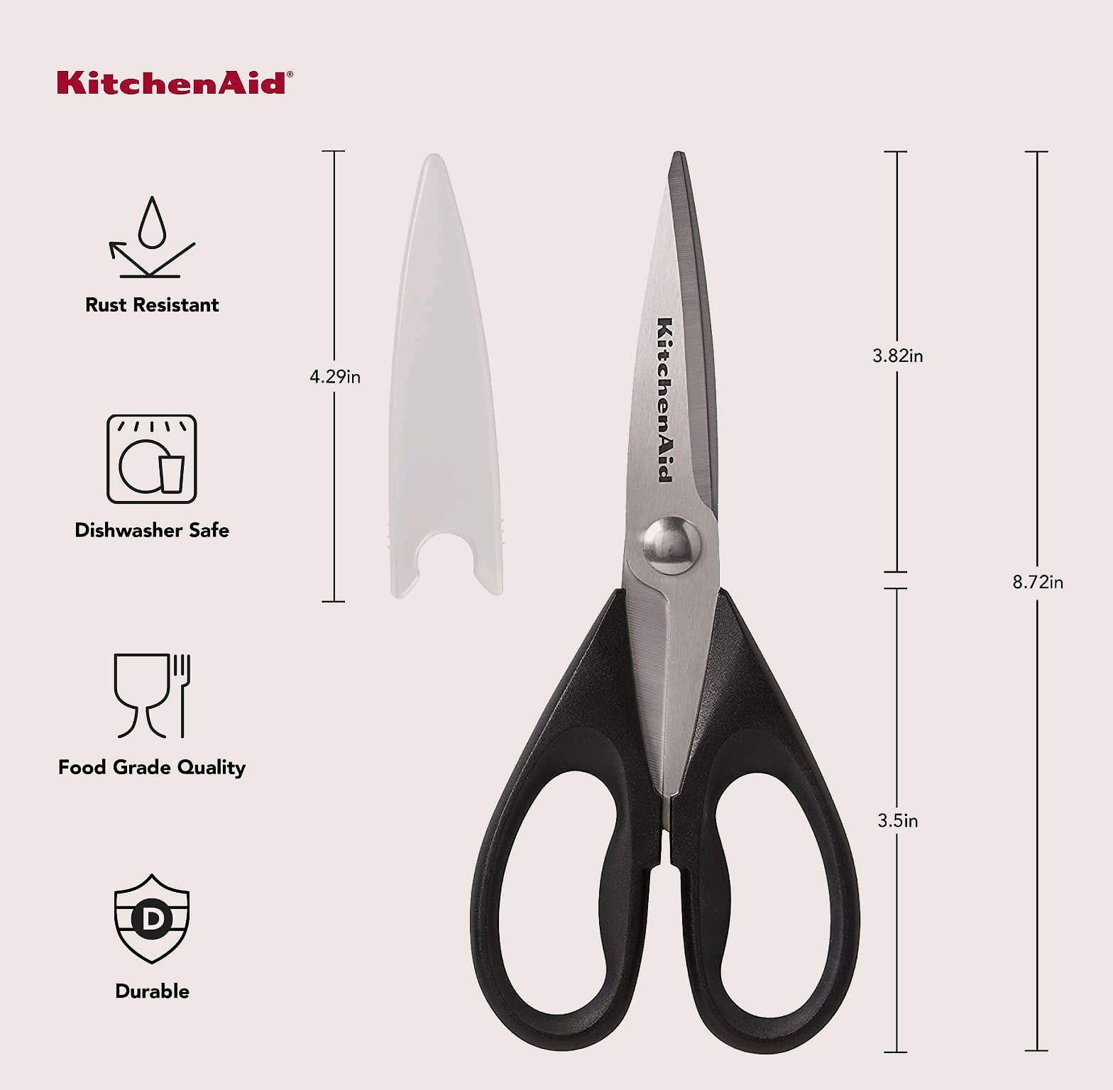 KitchenAid All-Purpose Kitchen Shears, 8.72 Inch Stainless Steel Scissors