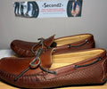Saks Fifth Avenue Brown Leather Driving Mocs Loafer Flat Mens Shoe Size 9.5
