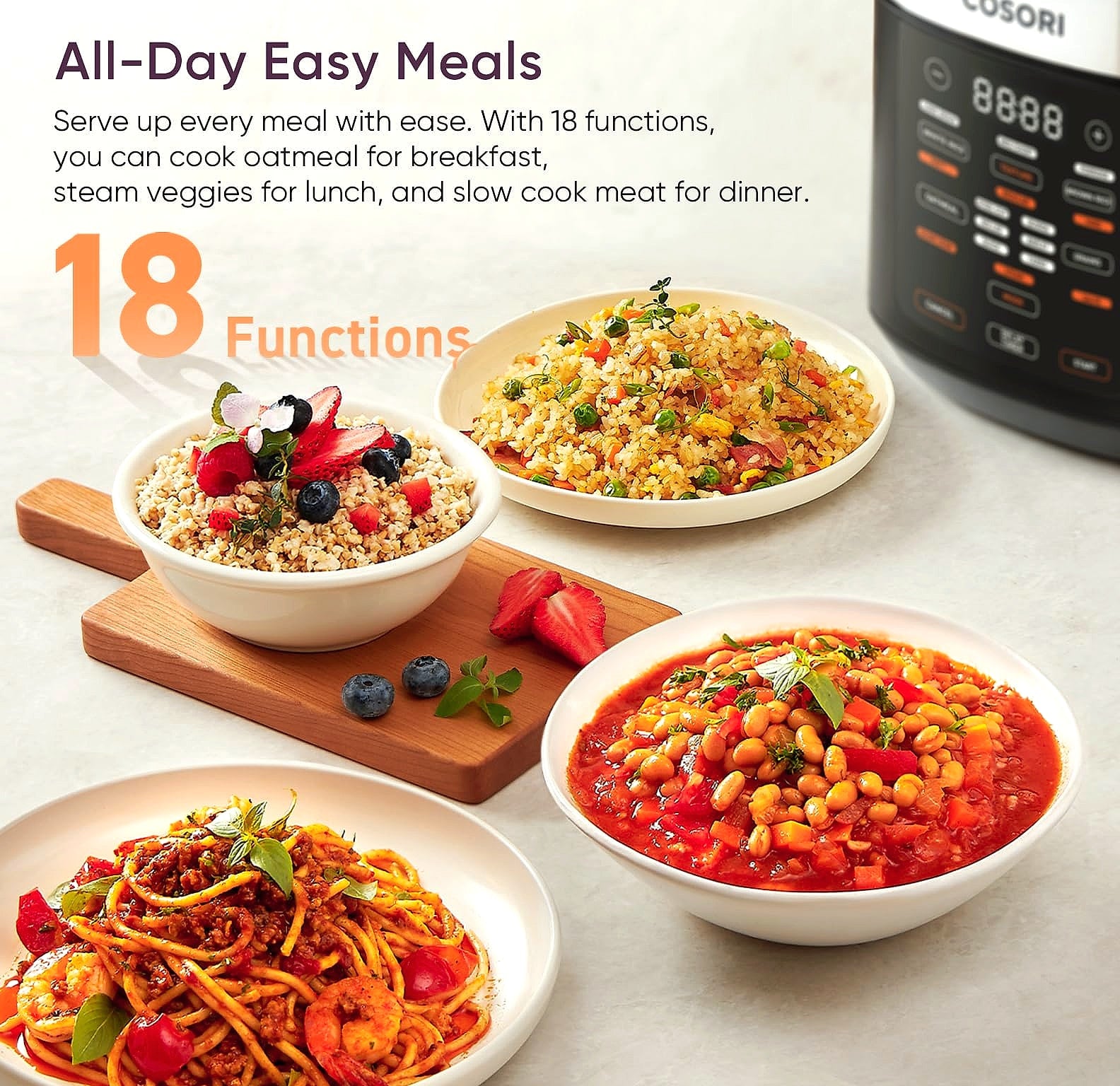 Cosori 10 Cup Rice Cooker with 18 Functions and Fuzzy Logic