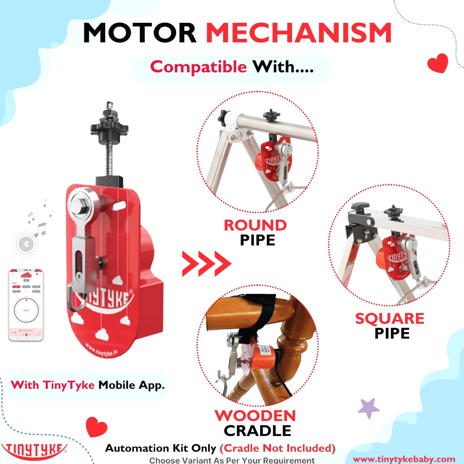 TinyTyke Baby Cradle Automation Kit with Mobile App | Automatic Swing Control