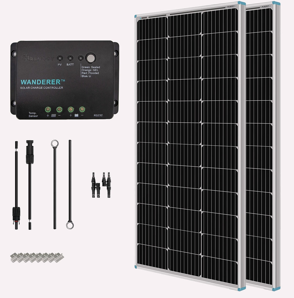 Renogy 200W 12V Solar Panel Kit with 30A PWM Charge Controller
