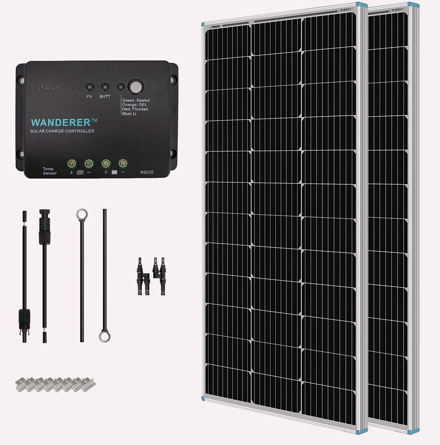 Renogy 200W 12V Solar Panel Kit with 30A PWM Charge Controller