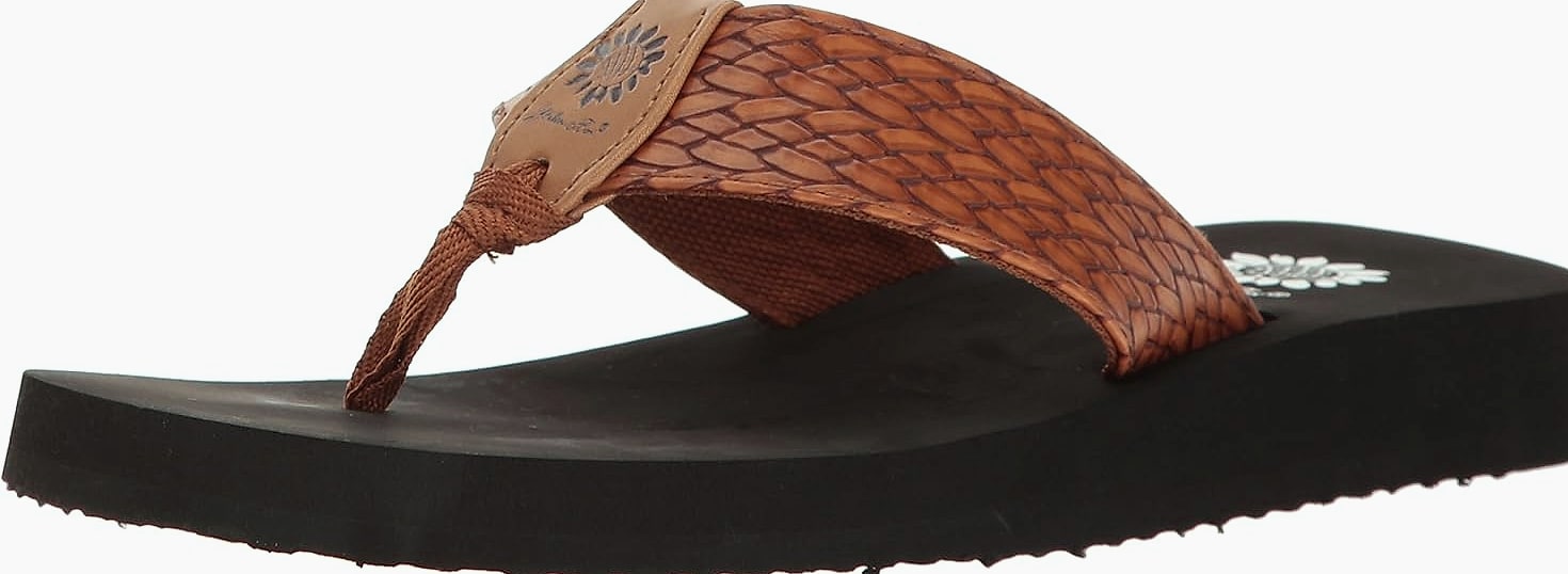 Yellow Box Flax Women's Wedge Sandal with Cross Stitch