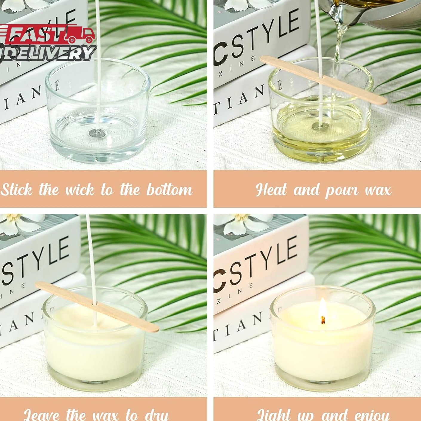 4 Oz Clear Candle Jars (15 Pack) - Small Wide Mouth Glass Jars with Bamboo Lids