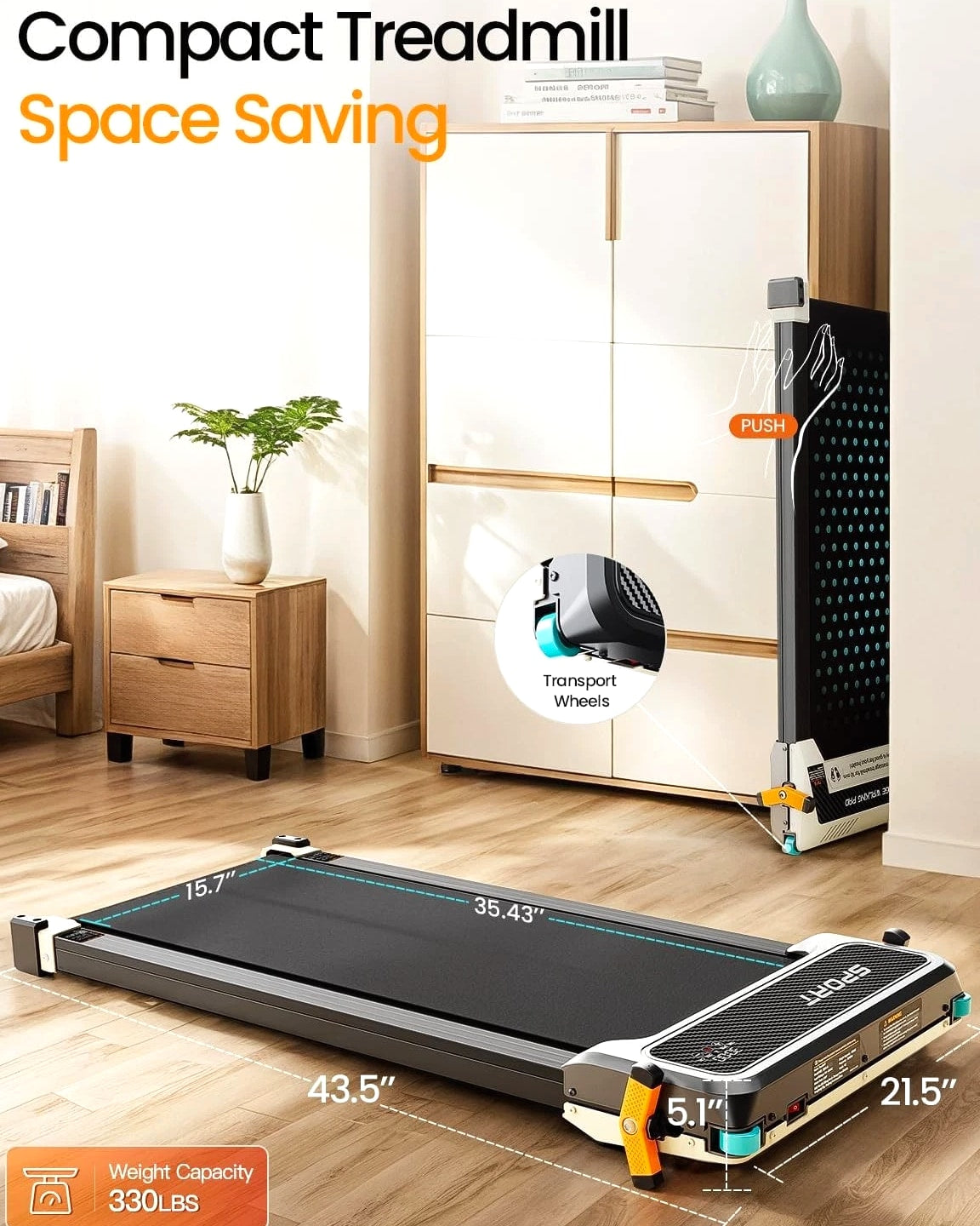 AKLUER Walking Pad with Incline Dual-Sided 2 in 1 Under Desk Treadmill - 330LBs