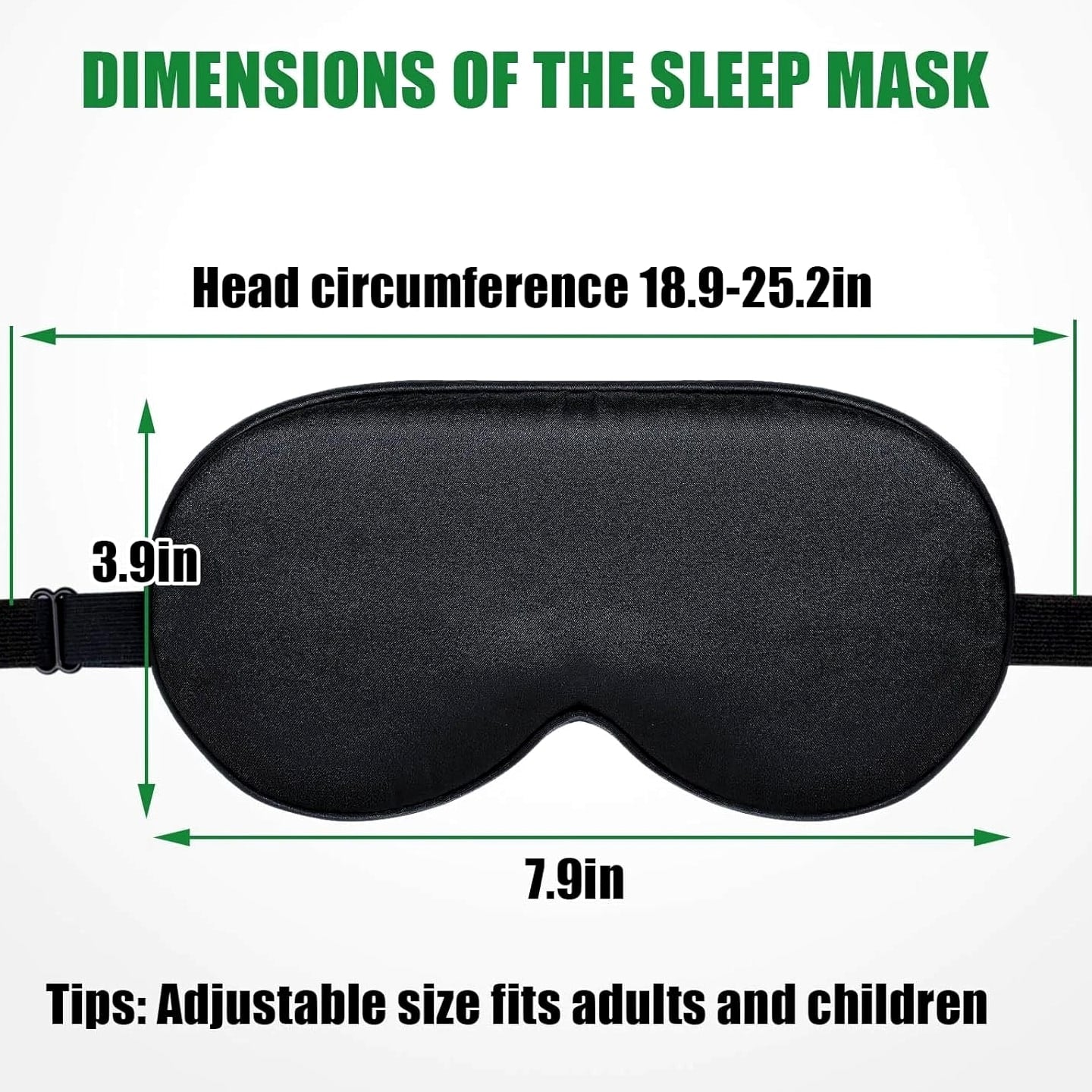2 Pack Natural Mulberry Silk Eye Masks - Adjustable Black Sleep Mask for Ult...