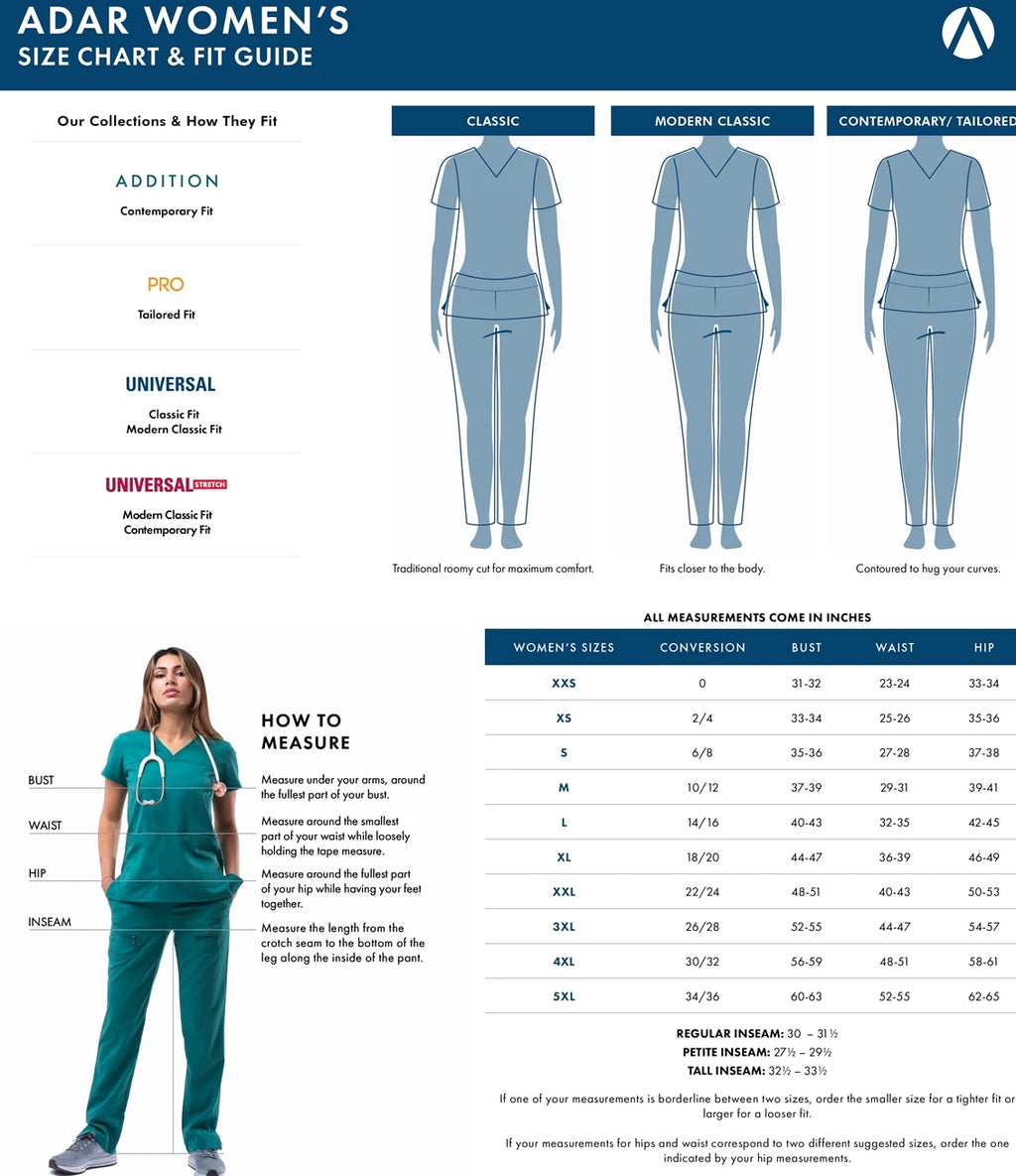 Adar Medical Uniform Low Rise Multi Pocket Drawstring Straight Leg Scrub Pants