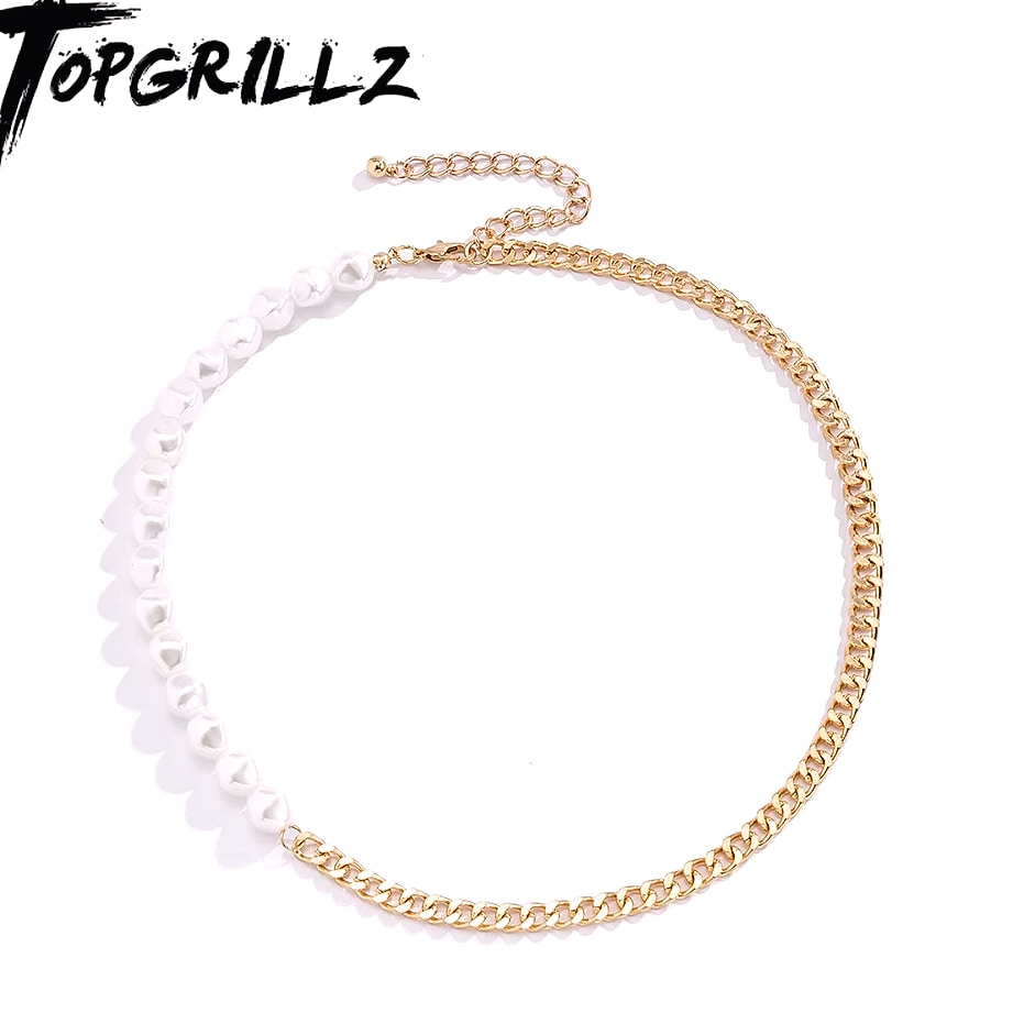 TOPGRILLZ Freshwater Pearl Stainless Steel Chain Necklace