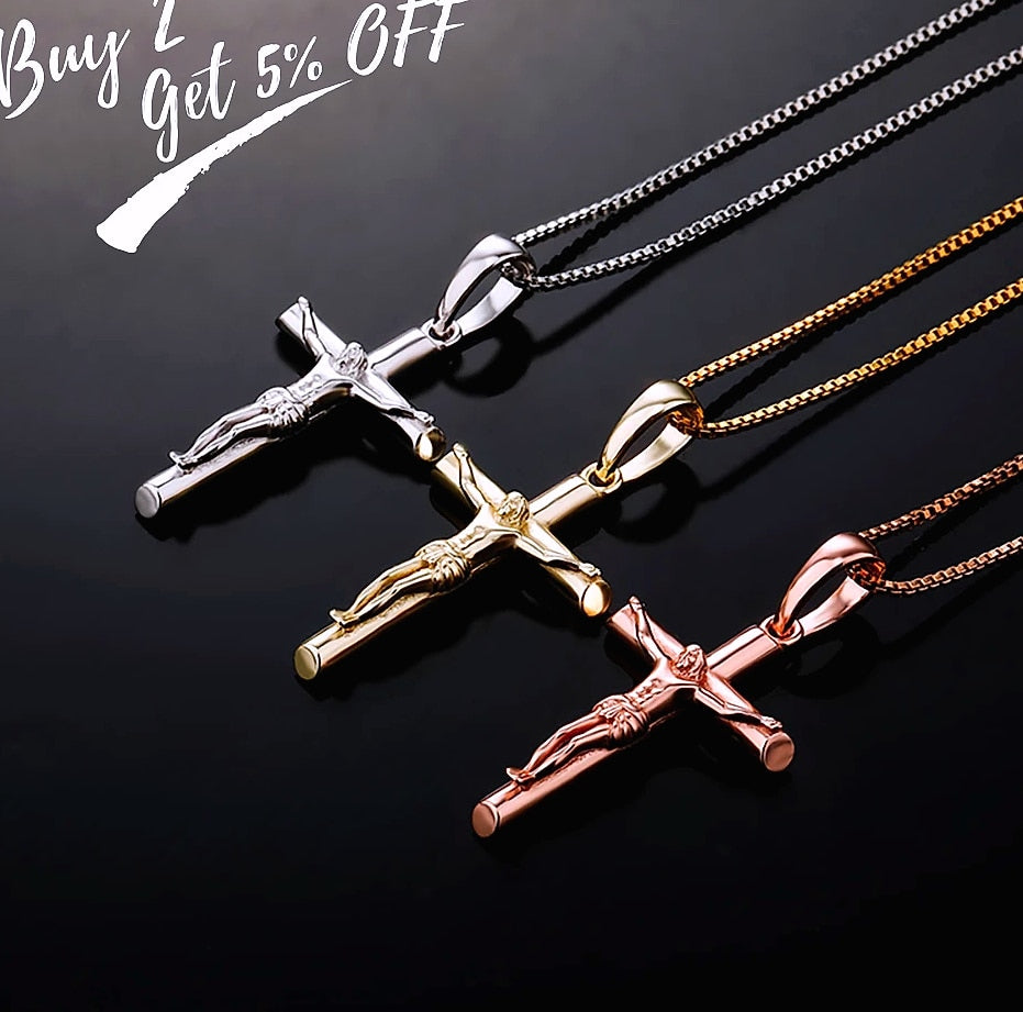 TOPGRILLZ 925 Sterling Silver Jesus Cross Pendant