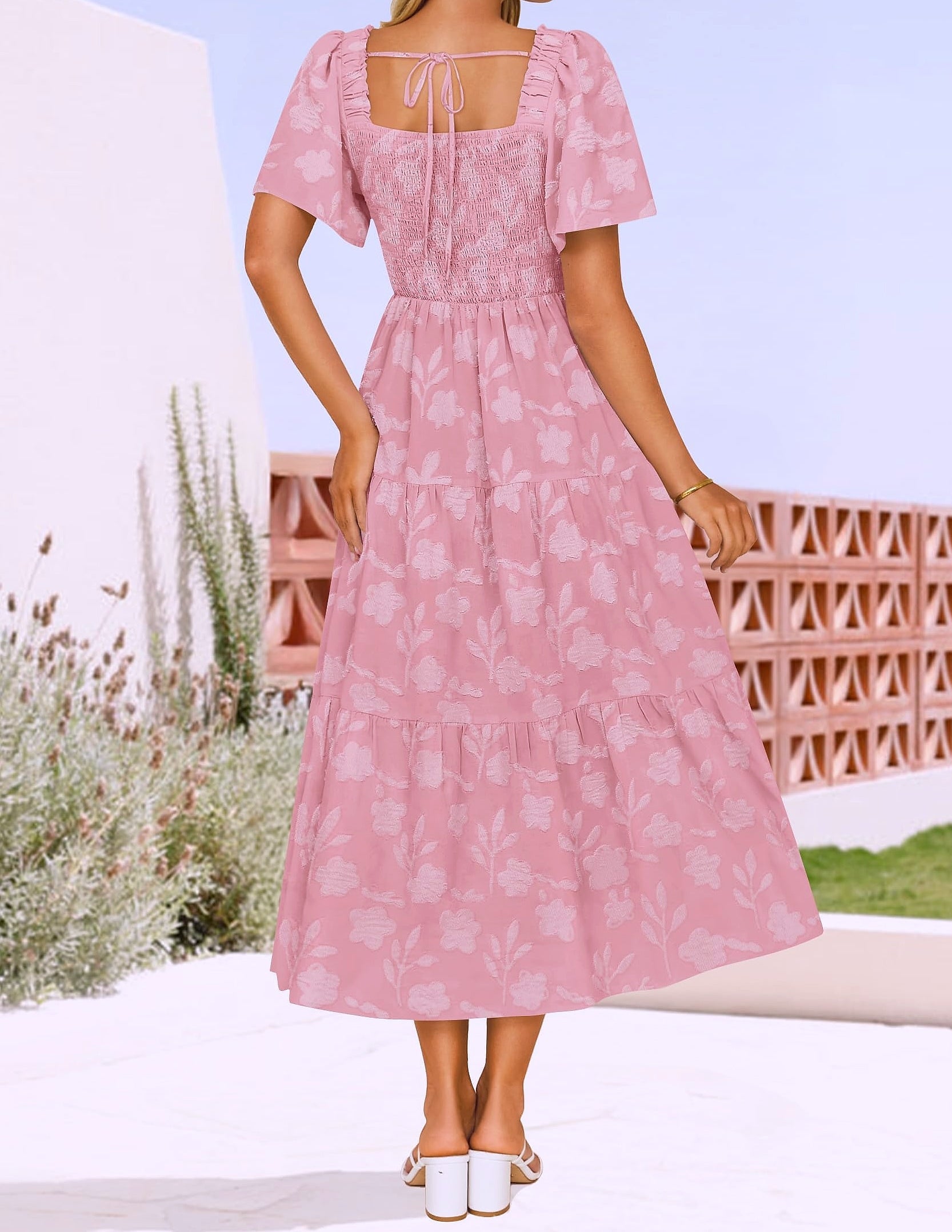 ZESICA Women's Boho Floral Midi Dress Summer Casual